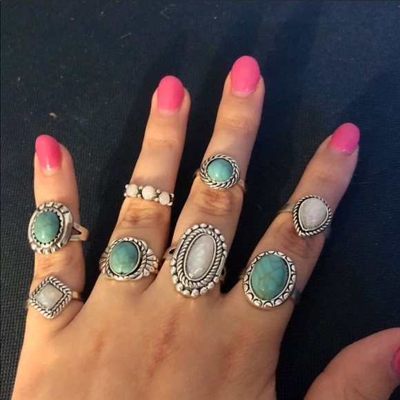 Turquoise and Silver Rings - Picture 2 of 5